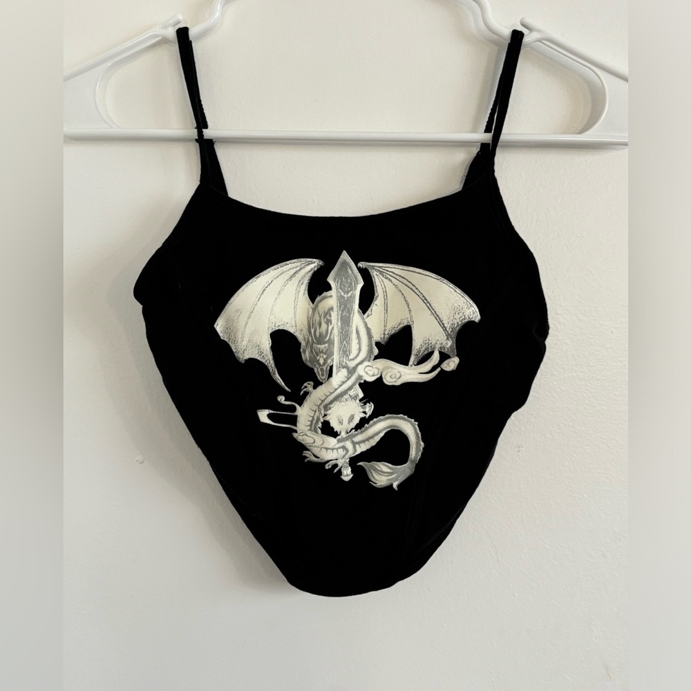 black and white dragon tank top